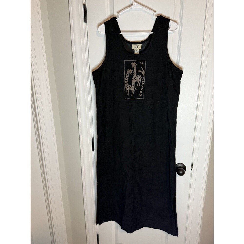 Vintage Original TY Wear Maxi Dress Giraffe Black Size M Sleeveless